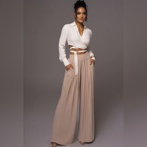 JLUX Label wide leg pleated palazzo pants NWT